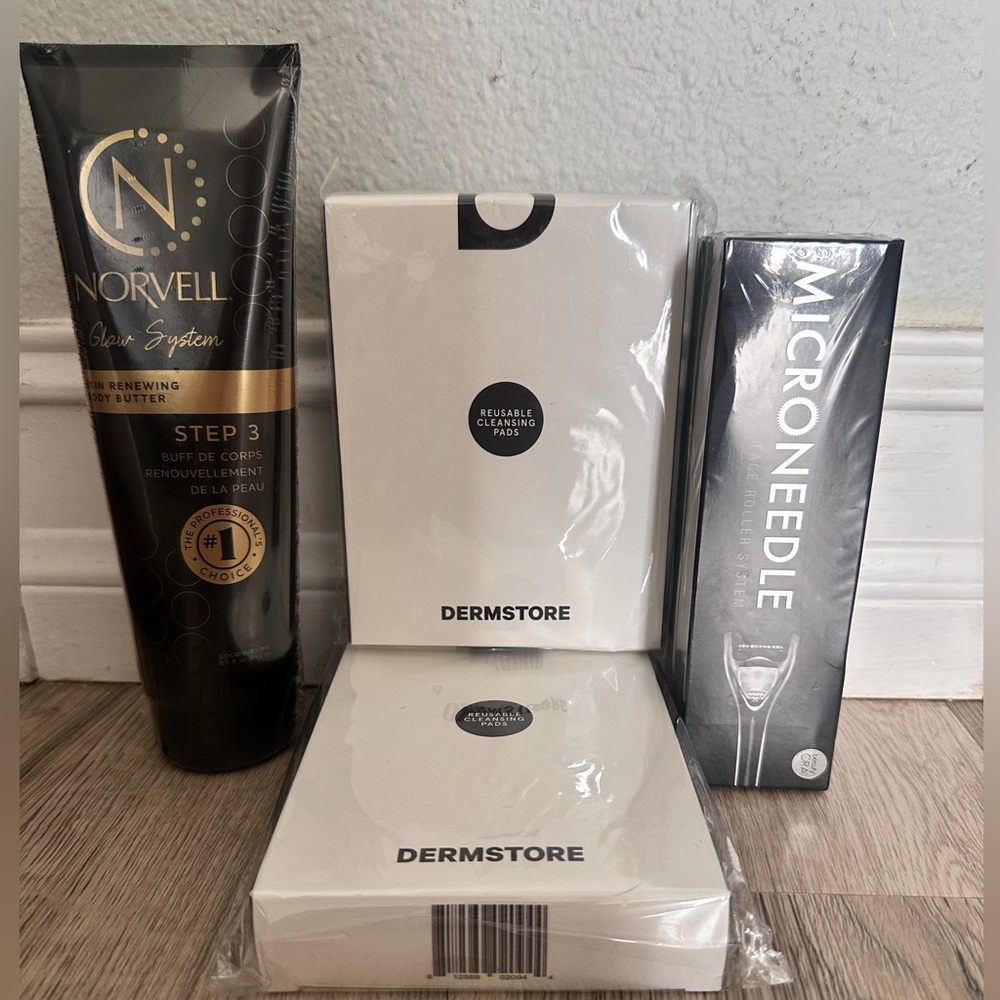 At-Home Glow Kit  Microneedling Roller, Makeup Remover Pads & Tan Extender $250+